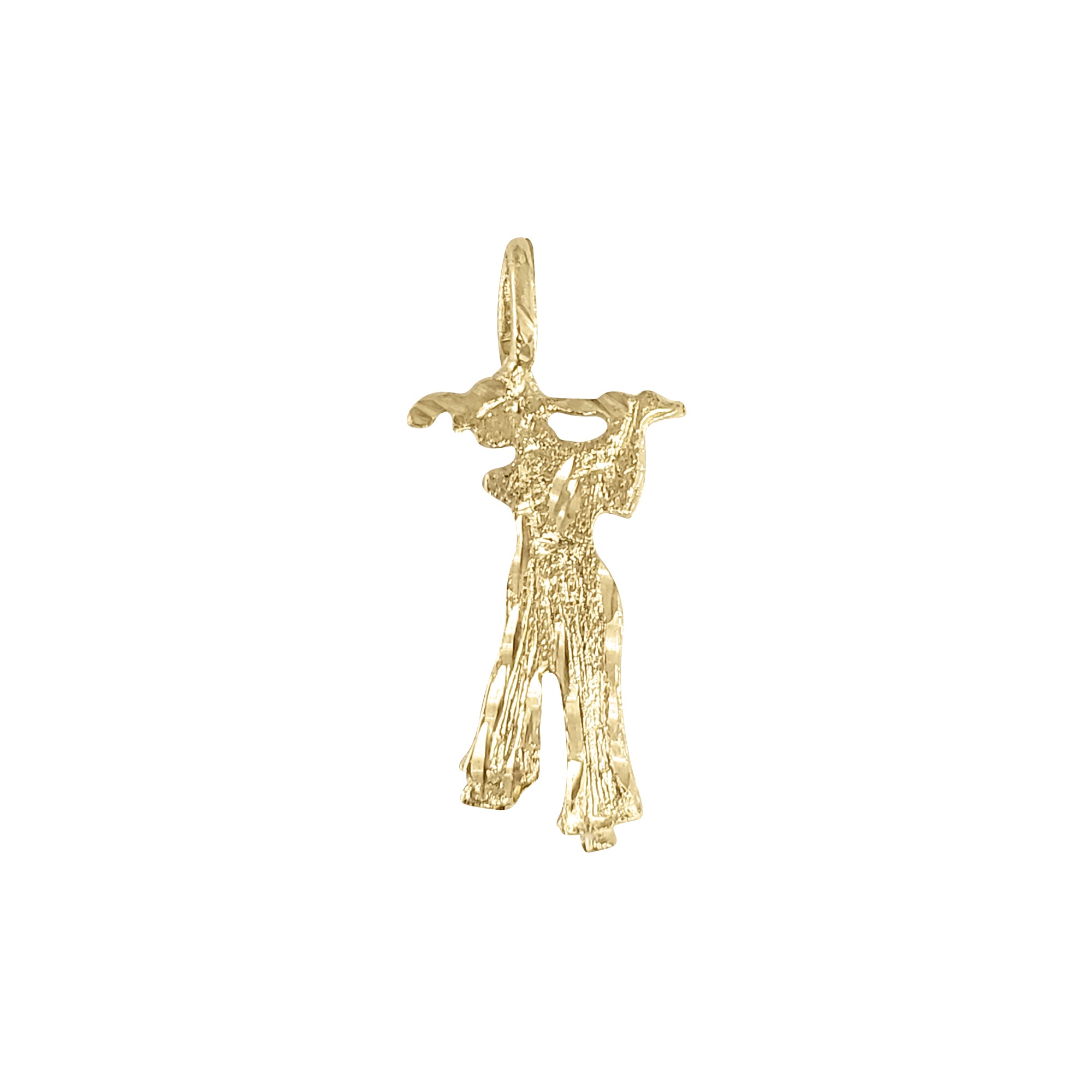 Mini golfer with Diamond Cuts Charm/Pendant 14k Yellow Gold