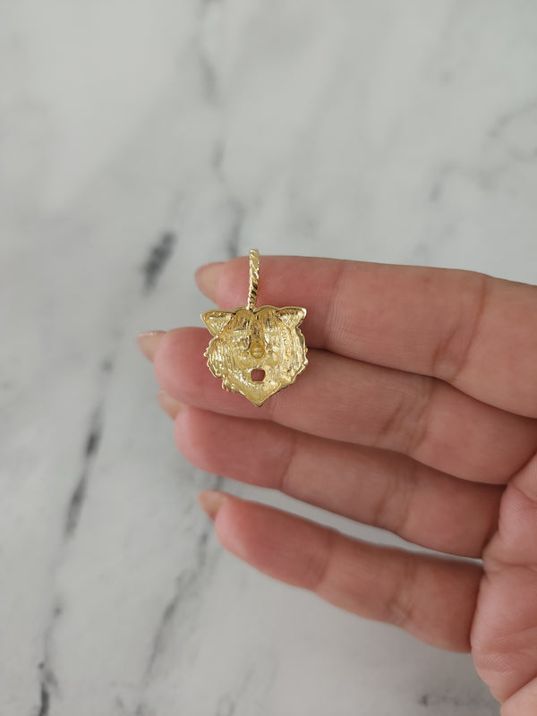 Lion Head with Diamond Cuts 14k Yellow Gold