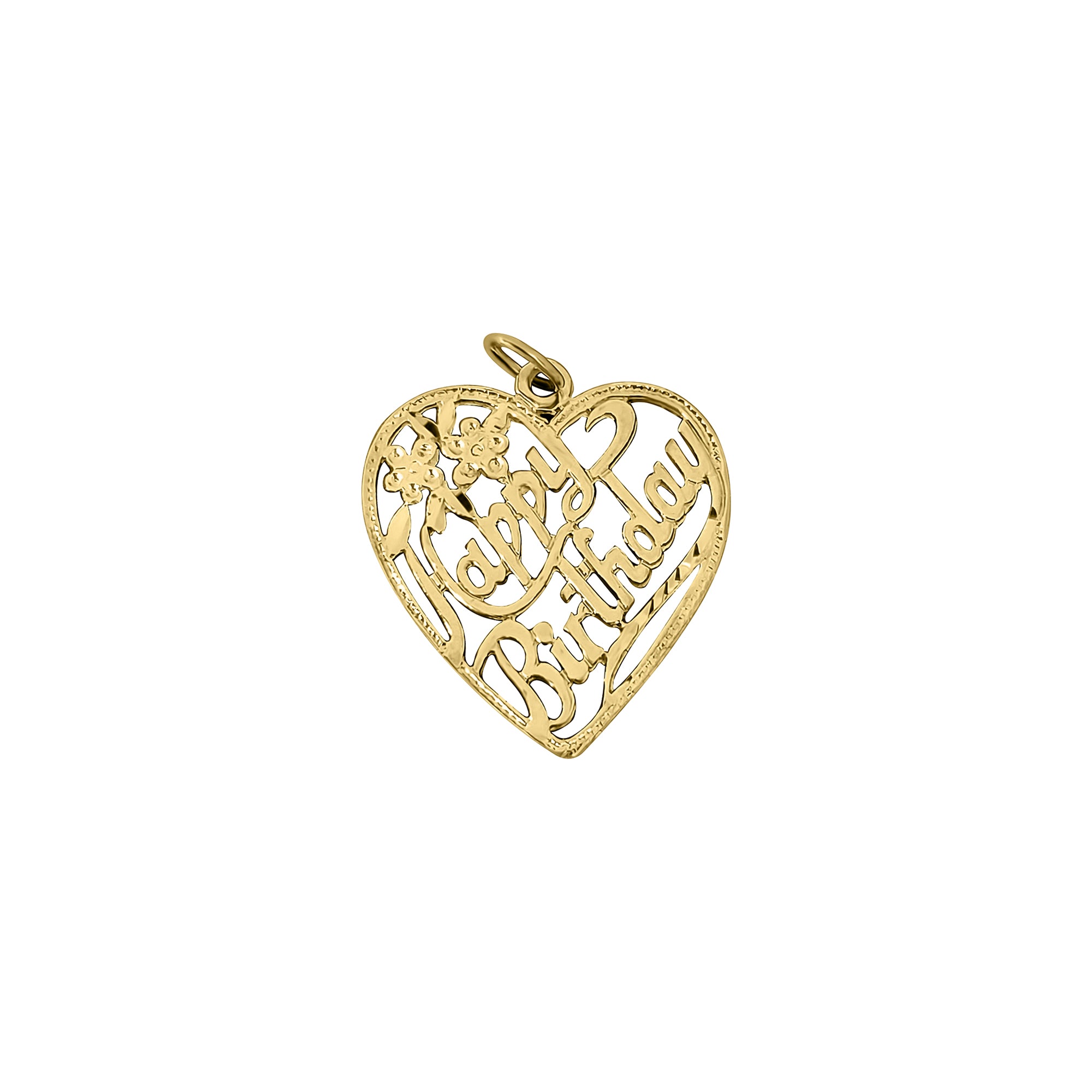 Happy Birthday Charm/Pendant 14k Yellow Gold