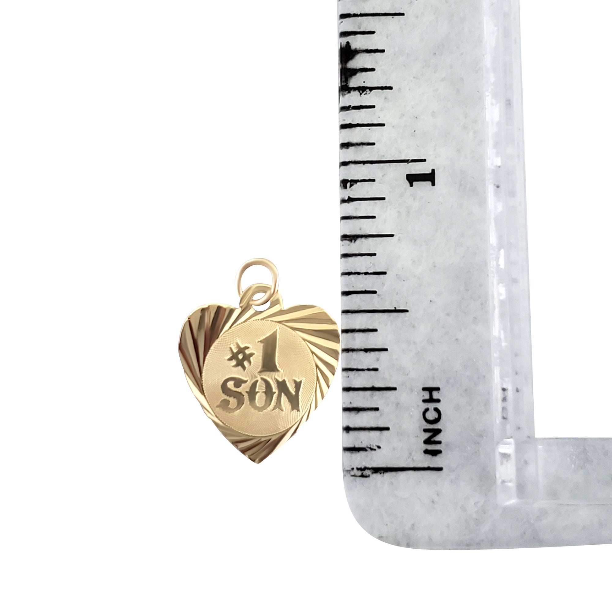 Number One Son Charm/Pendant with Diamond Cuts 14k Yellow Gold