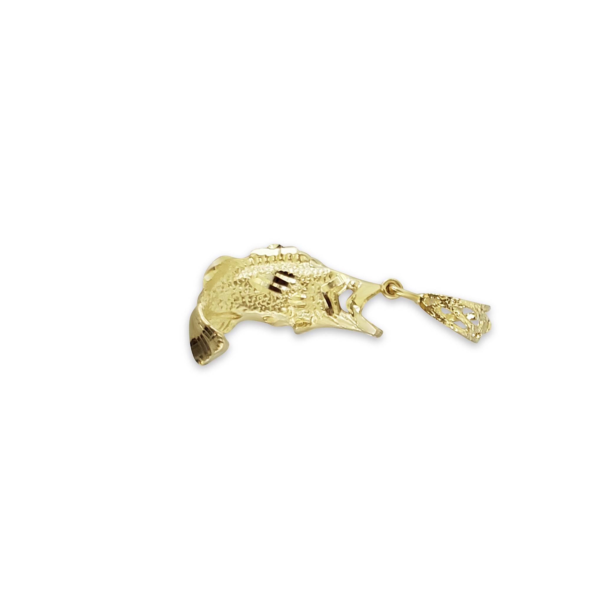 Seabass with Diamond Cuts charm/pendant 14k Yellow Gold