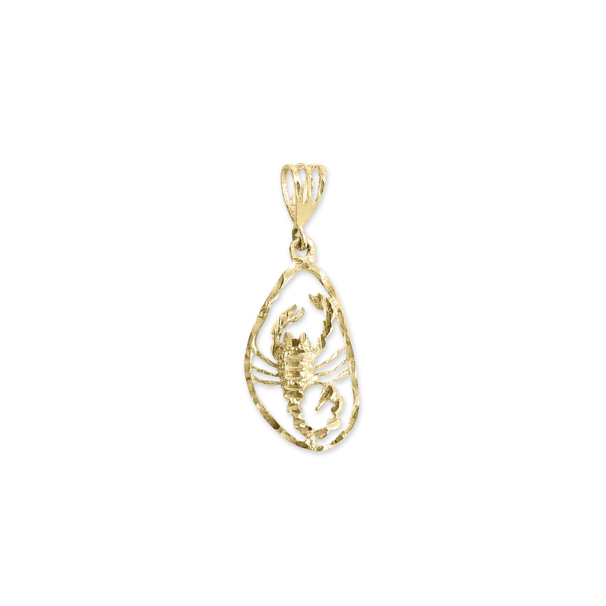 Scorpion Pendant with Diamond Cuts 14k Yellow Gold