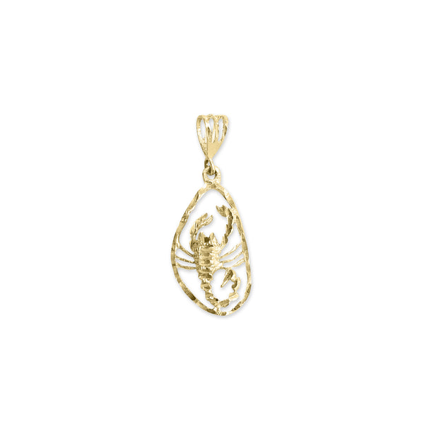 Scorpion Pendant with Diamond Cuts 14k Yellow Gold