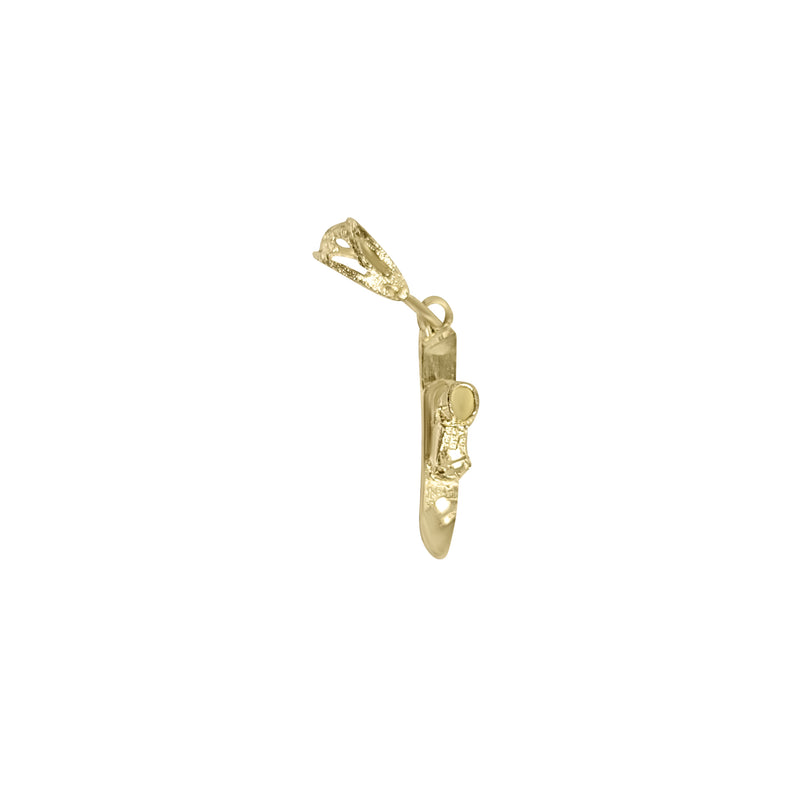 Charm petit snowboard délicat avec diamants taillés en or jaune 14 carats
