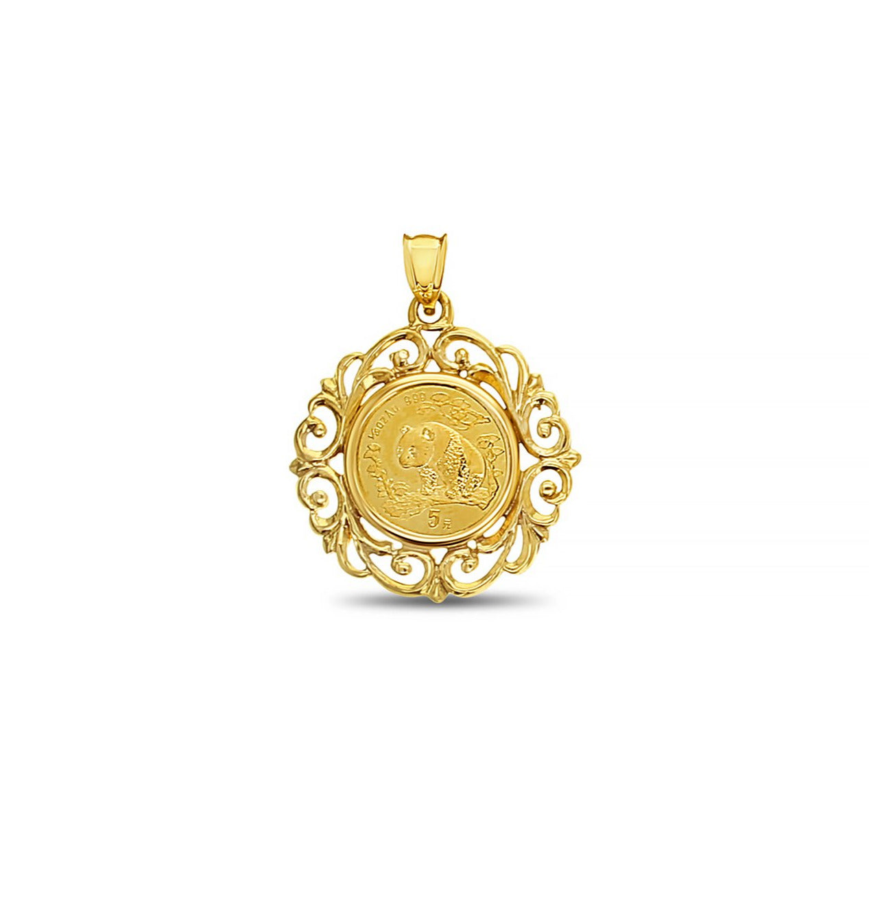 Panda Coin .999 1/20 oz Gold Pendant 1997 with 14k Yellow Gold Bezel