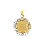 Panda .999 Gold Diamond Halo Necklace .52cttw 14k Yellow Gold