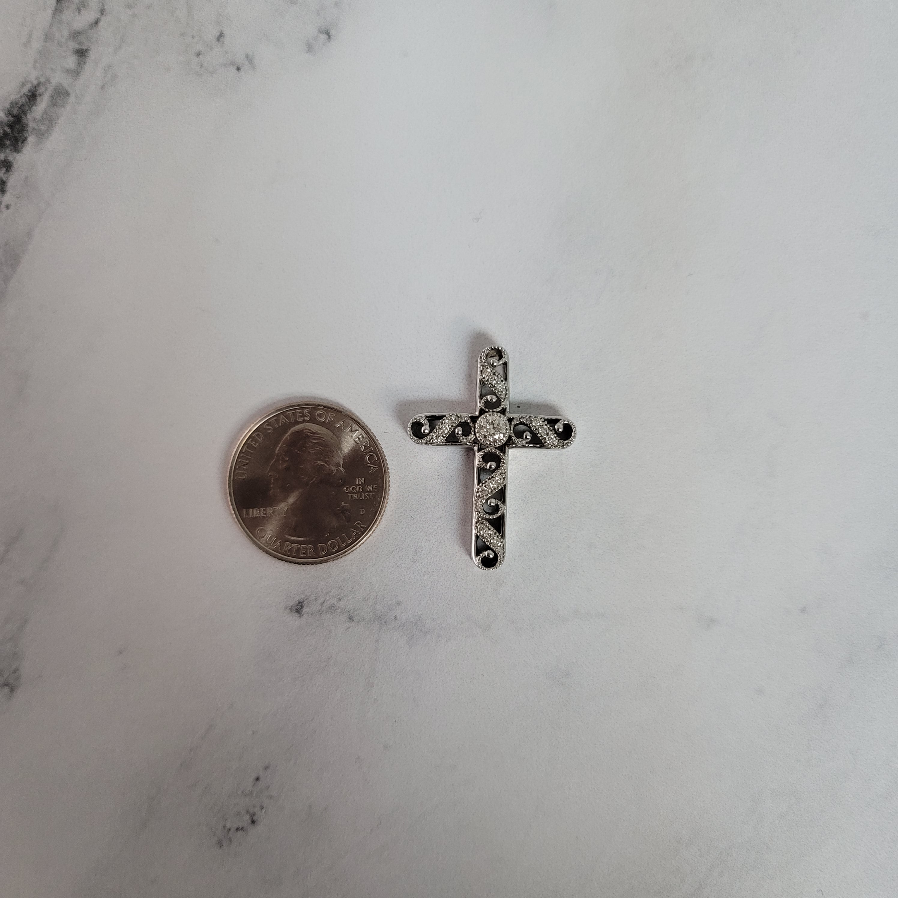 Diamond Cross Necklace .49cttw 14k White Gold