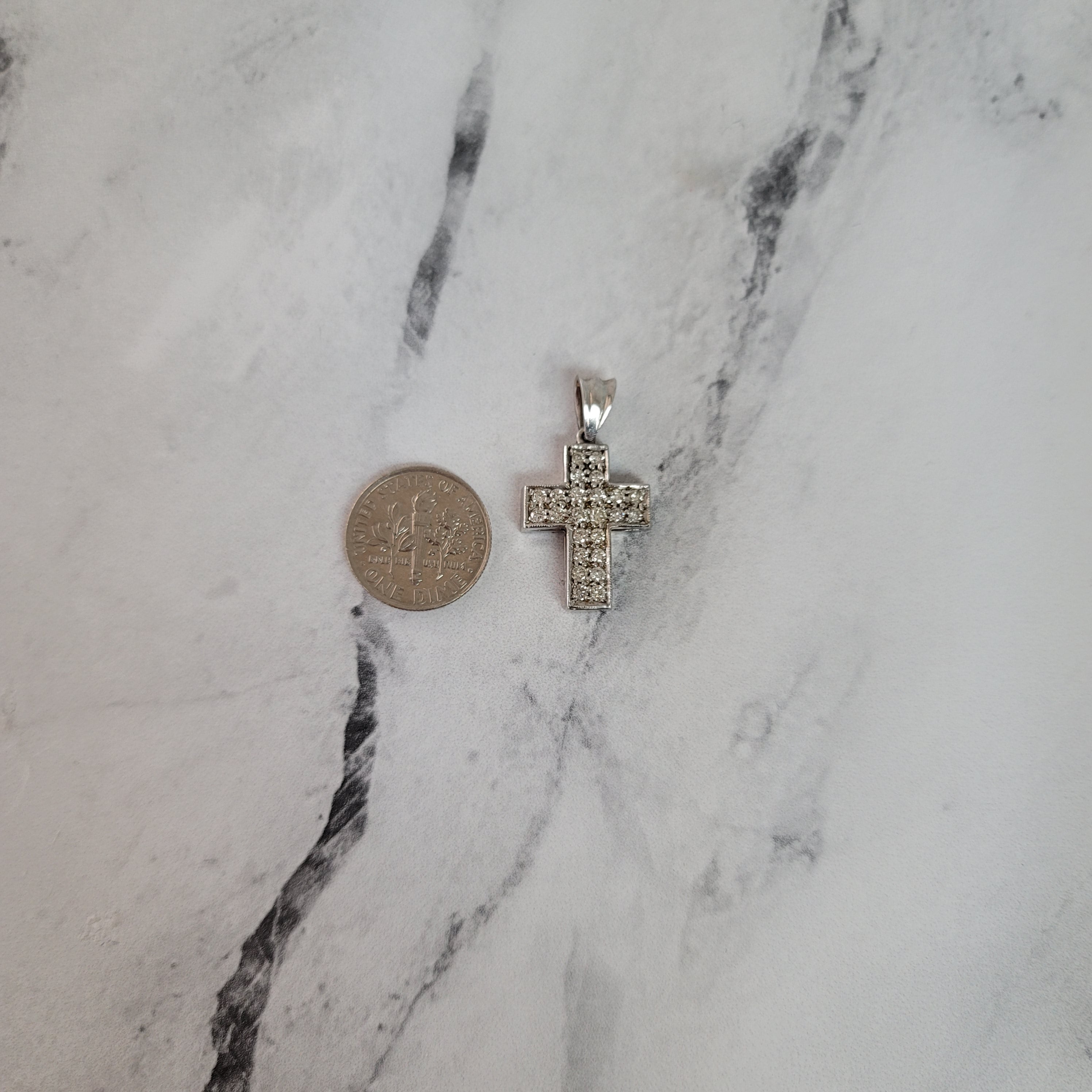 Chunky Diamond Cross Pendant .50cttw 14k White Gold