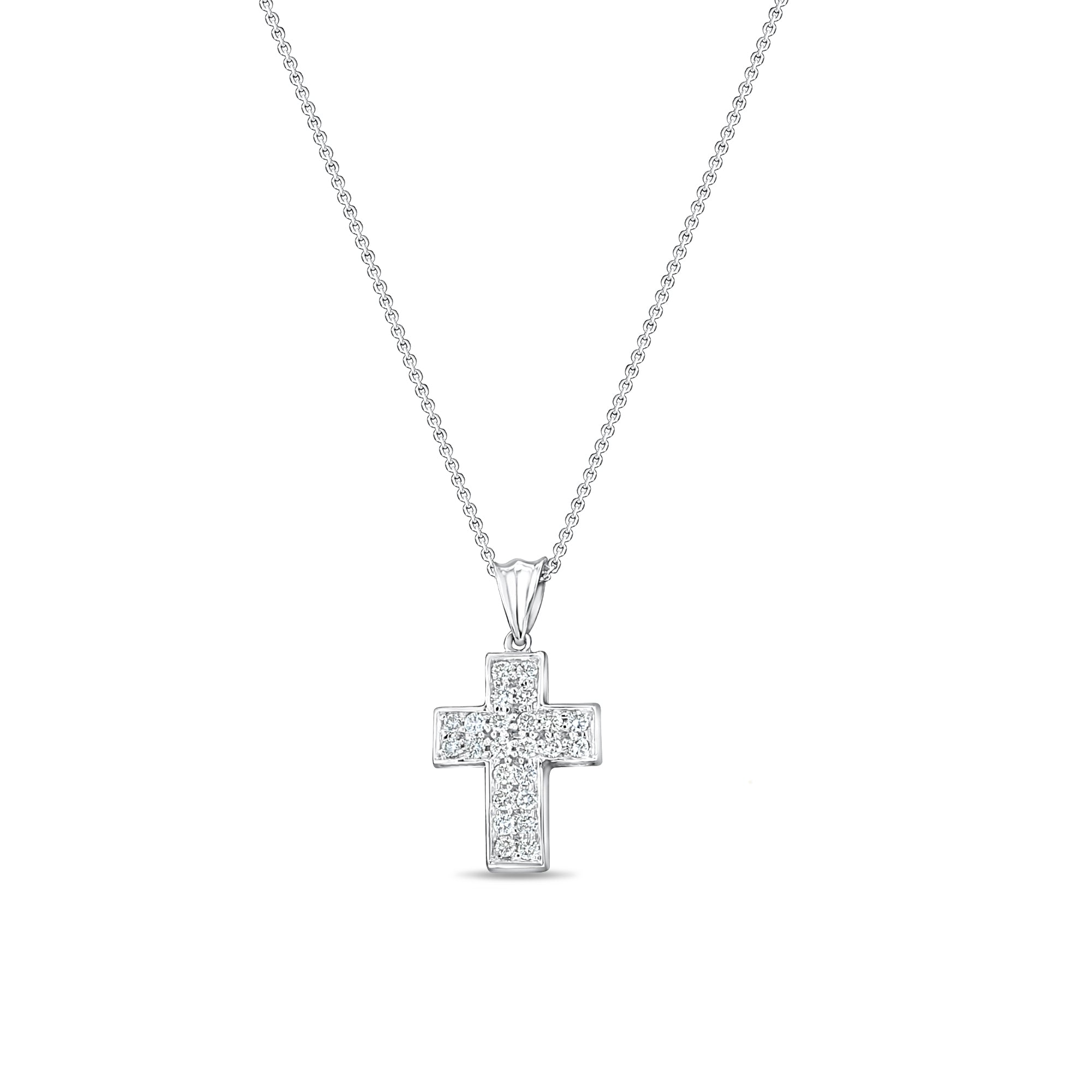 Chunky Diamond Cross Pendant .50cttw 14k White Gold