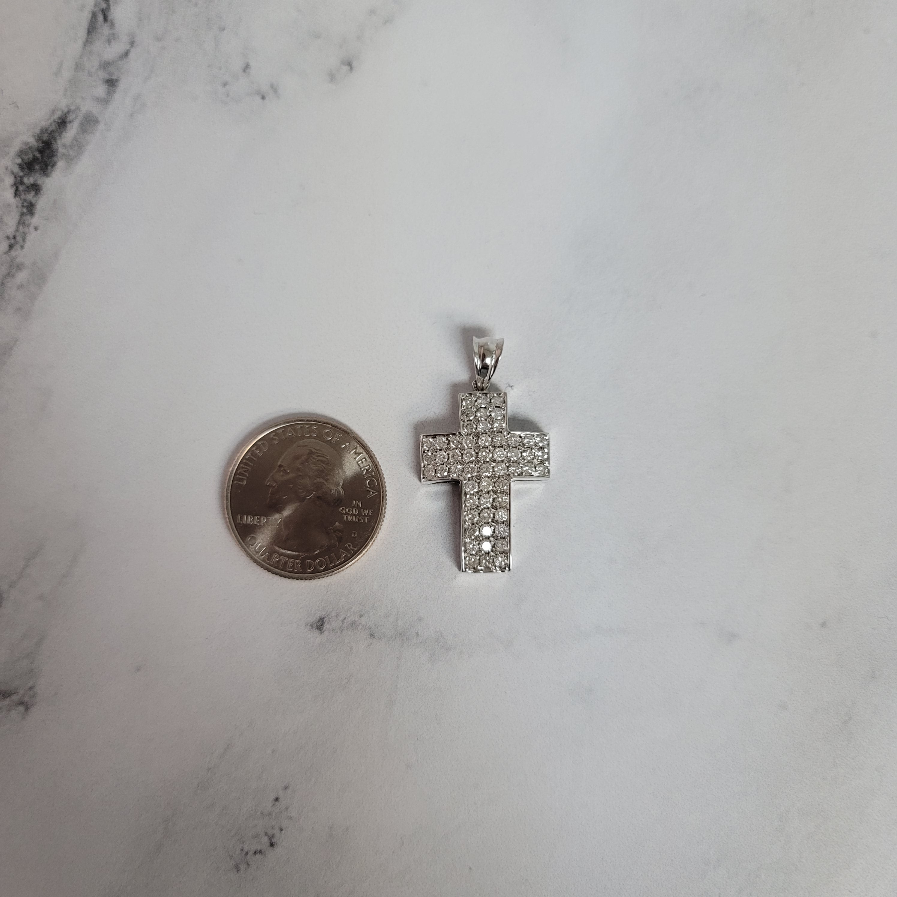 Diamond Cross Pendant 1.65cttw 14k White Gold