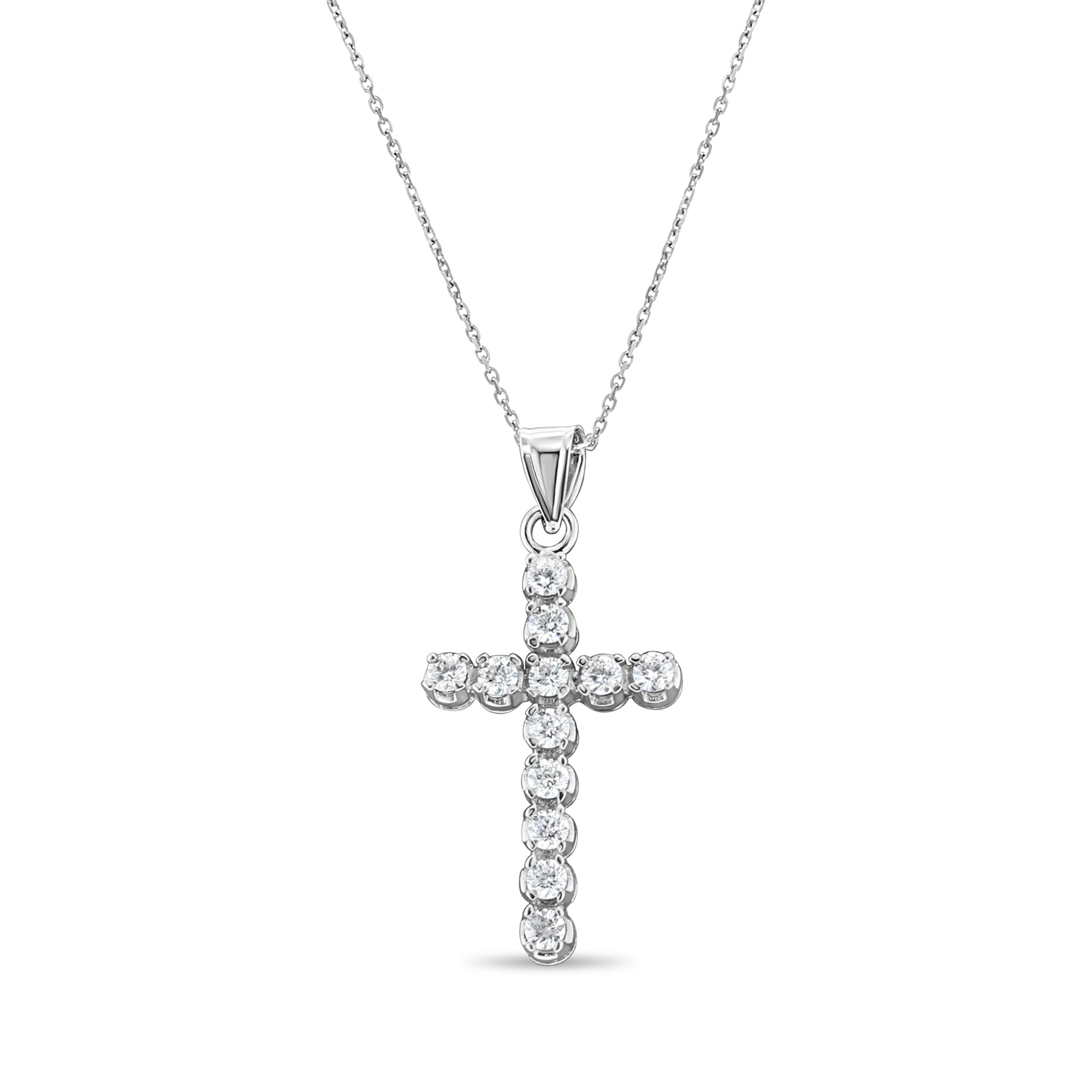 Colgante de cruz de diamantes de 1,38 ct en oro blanco de 14 k