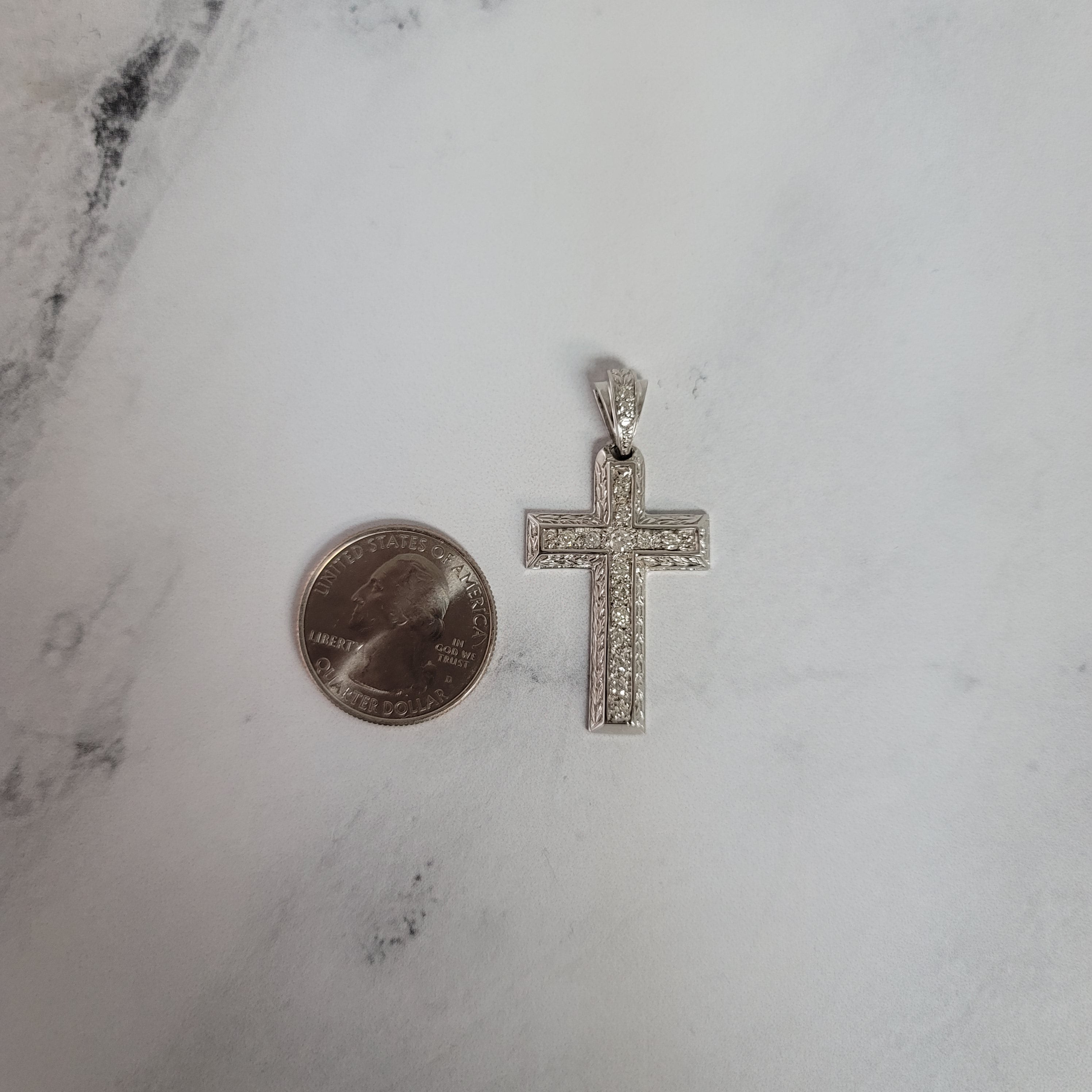 Diamond Cross Pendant .50cttw 14k White Gold