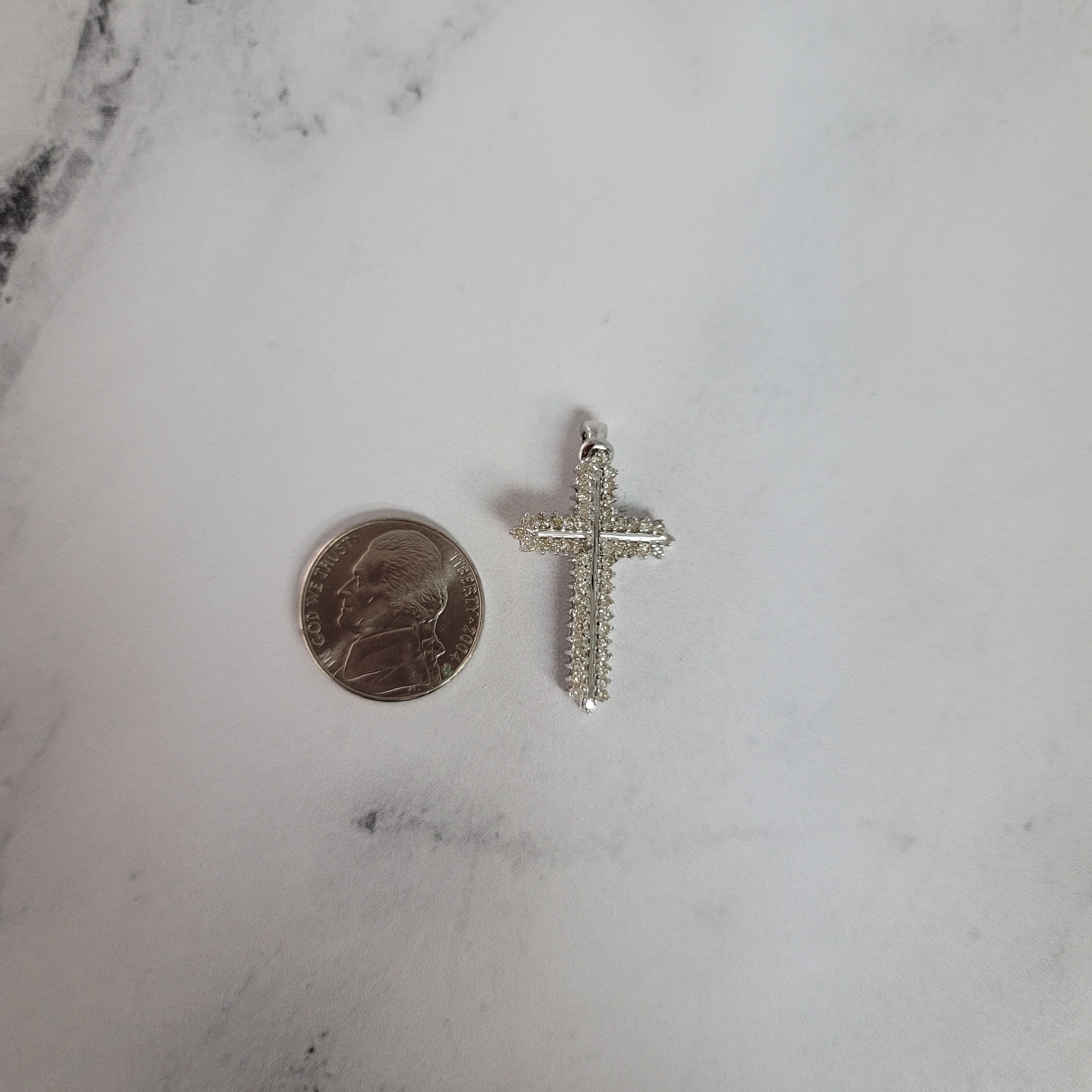 Diamond Cross Pendant .84cttw 14k White Gold