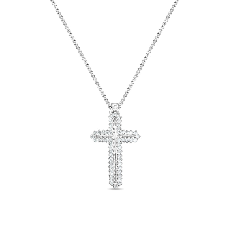 Pendentif croix en diamant 0,84 ct en or blanc 14 carats