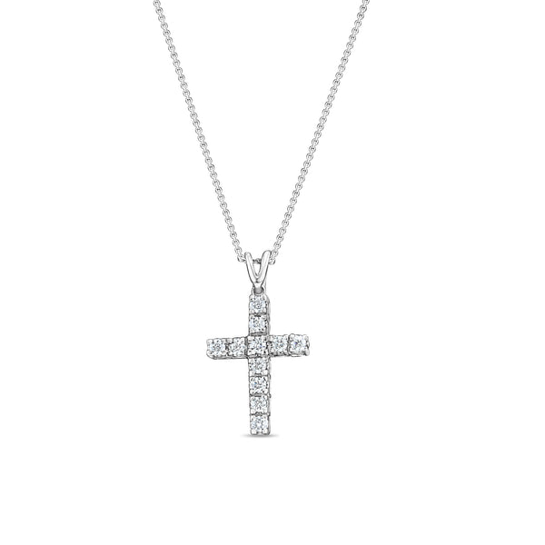 Chunky Diamond Cross Pendant .78cttw 14k White Gold