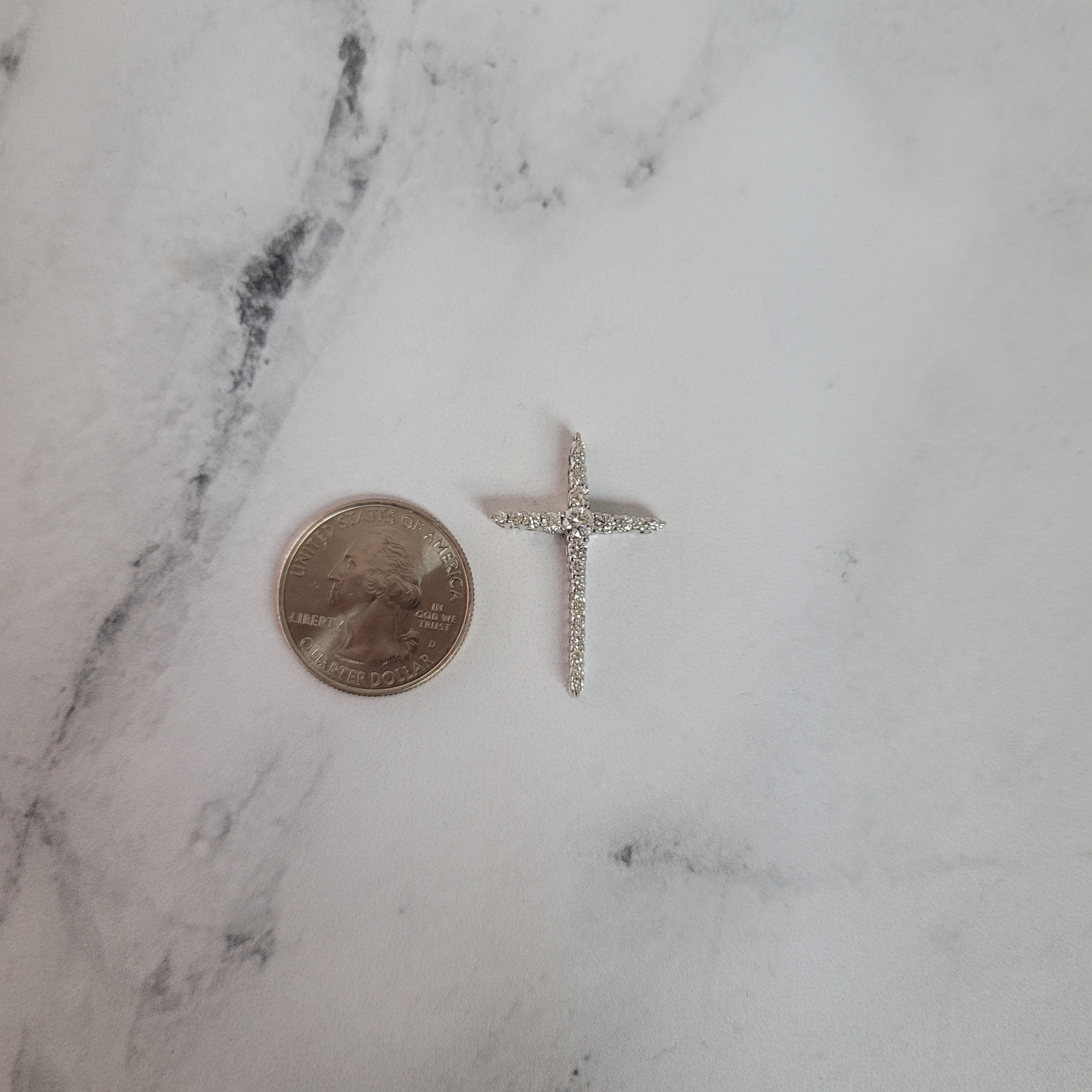 Tapered Diamond Cross Pendant .86cttw 14k White Gold