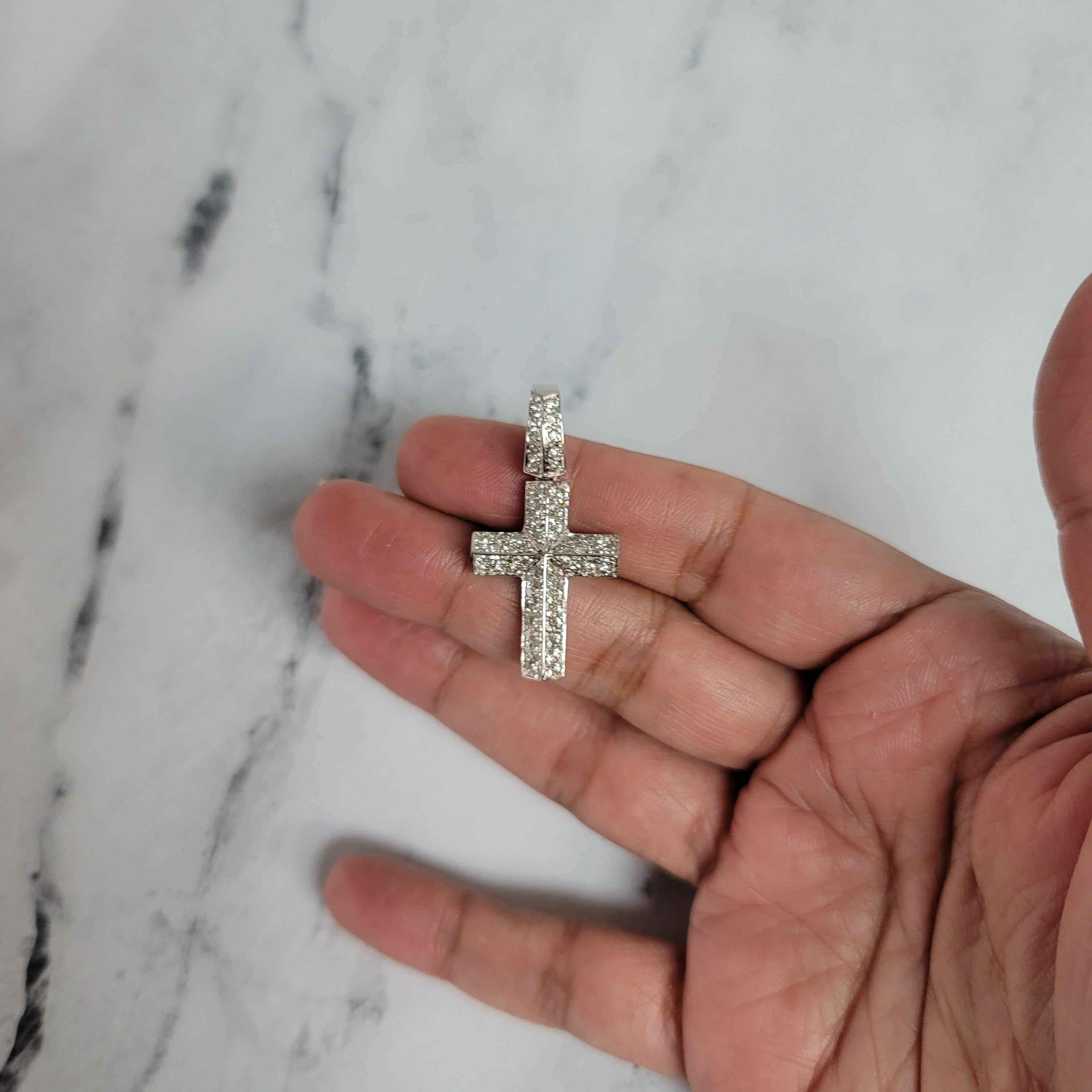 Diamond Cross Pendant 1.50cttw 14k White Gold