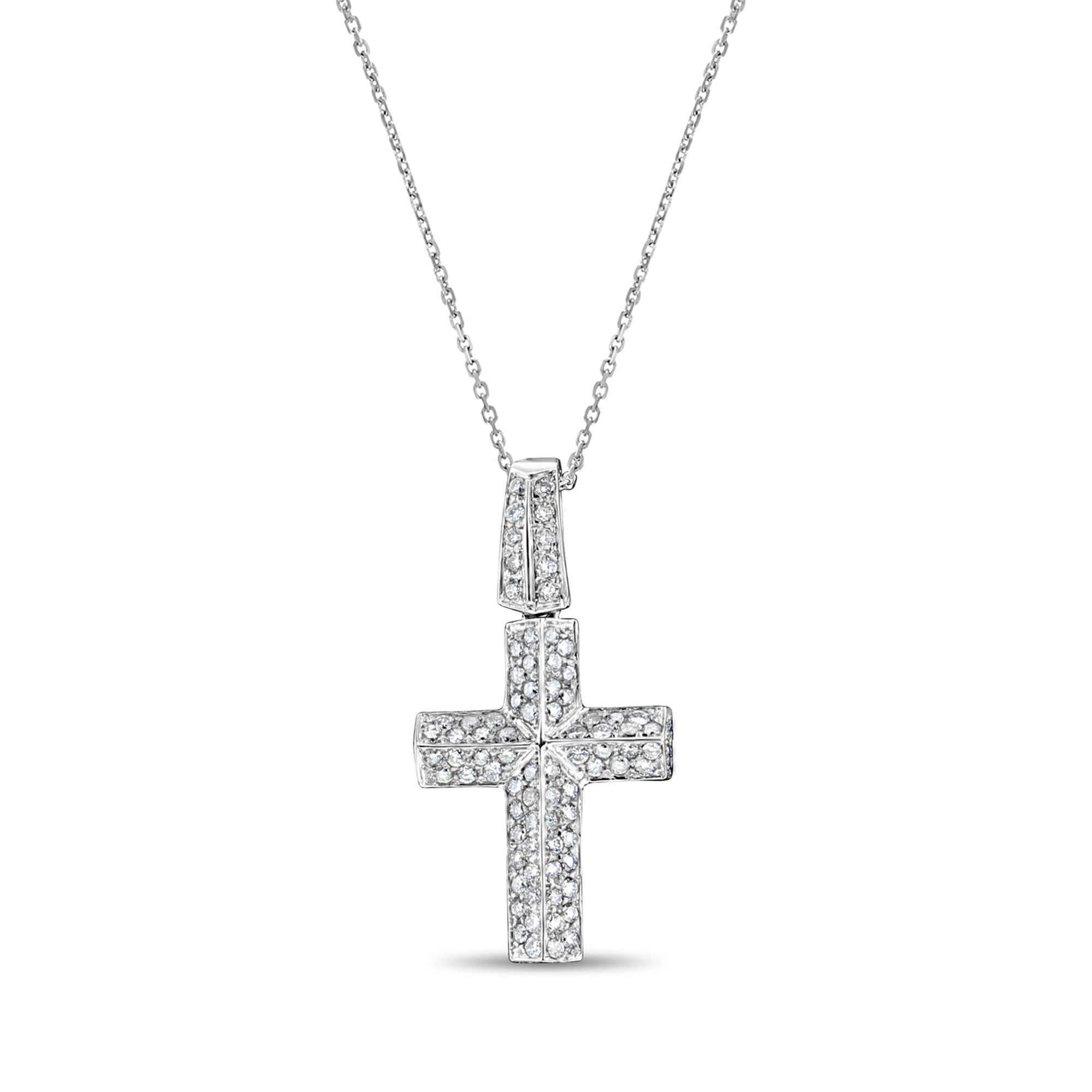 Colgante de cruz de diamantes de 1,50 ct en oro blanco de 14 k