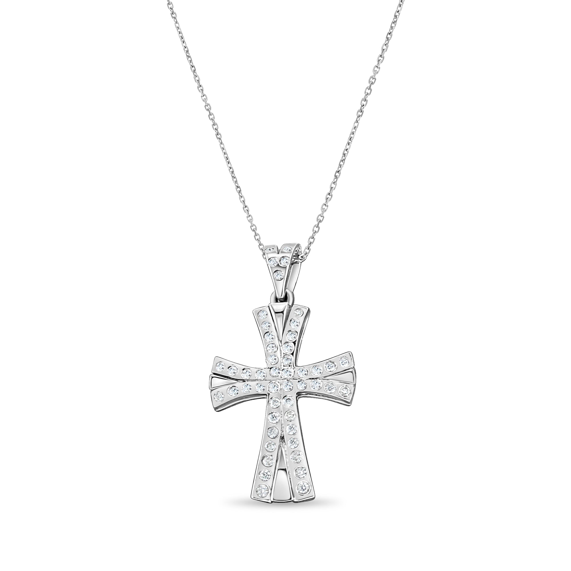 Pendentif croix celtique irlandaise en diamant 0,84 ct en or blanc 14 carats