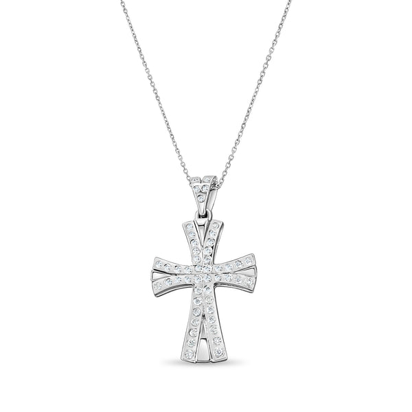 Celtic Irish Diamond Cross Pendant .84cttw 14k White Gold