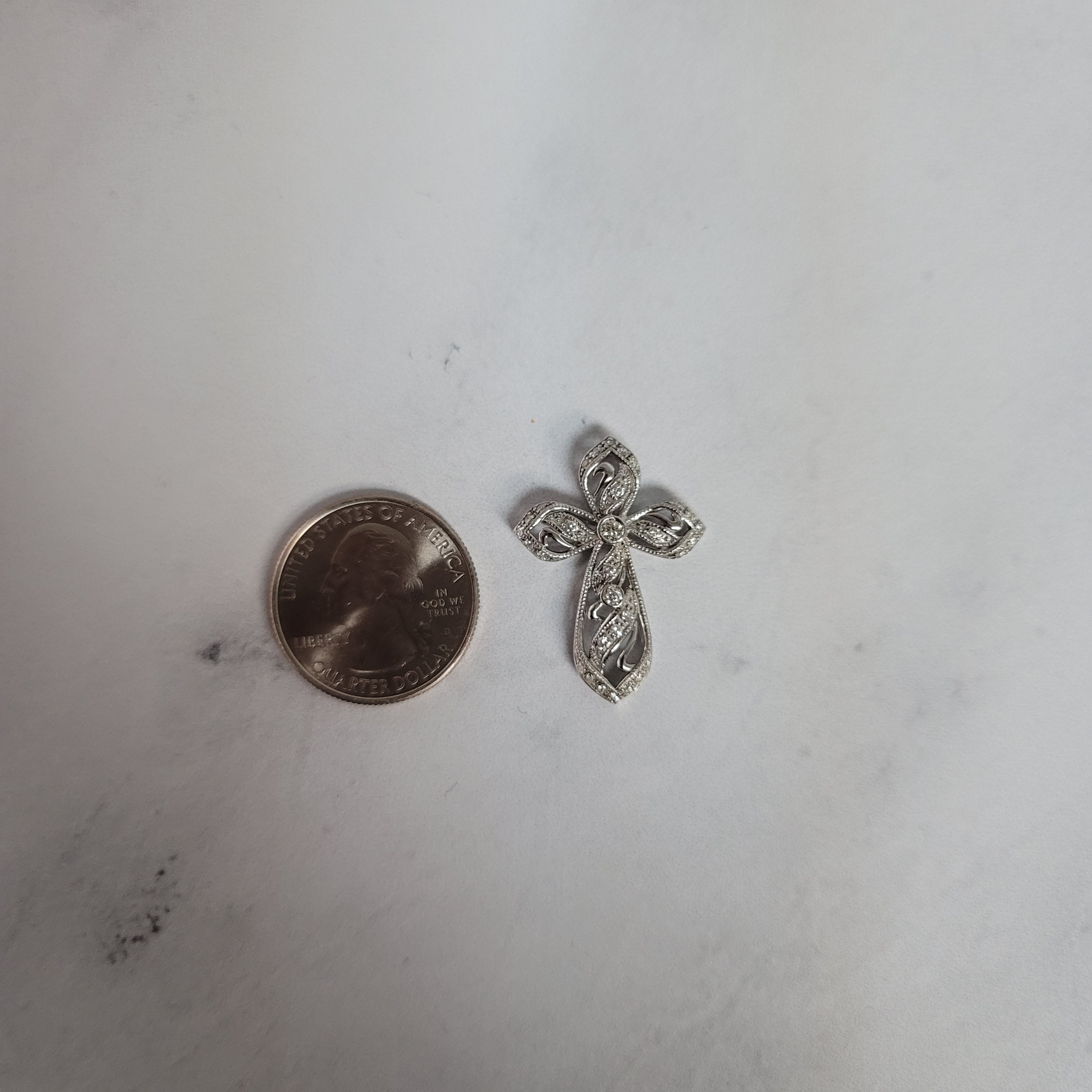 Celtic Irish Style Diamond Cross Pendant .50cttw 14k White Gold