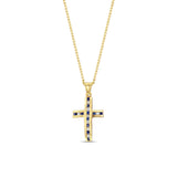 Half Carat Channel-Set Sapphire Diamond Cross Necklace
