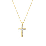 1/3 CT Channel Set Diamond Cross Necklace 14k Yellow Gold