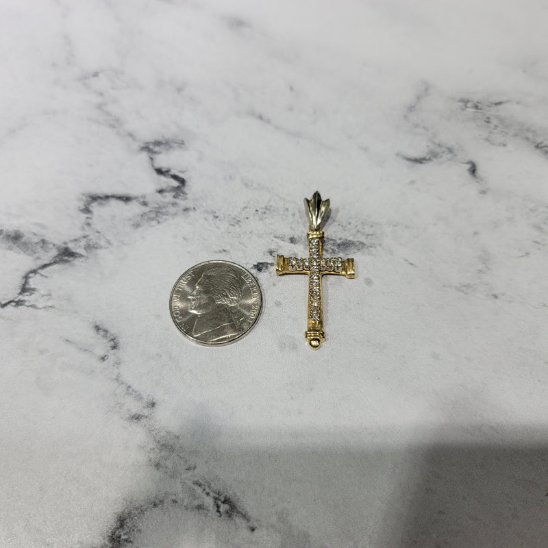 Antique Diamond Cross Pendant .54cttw 14k Yellow Gold