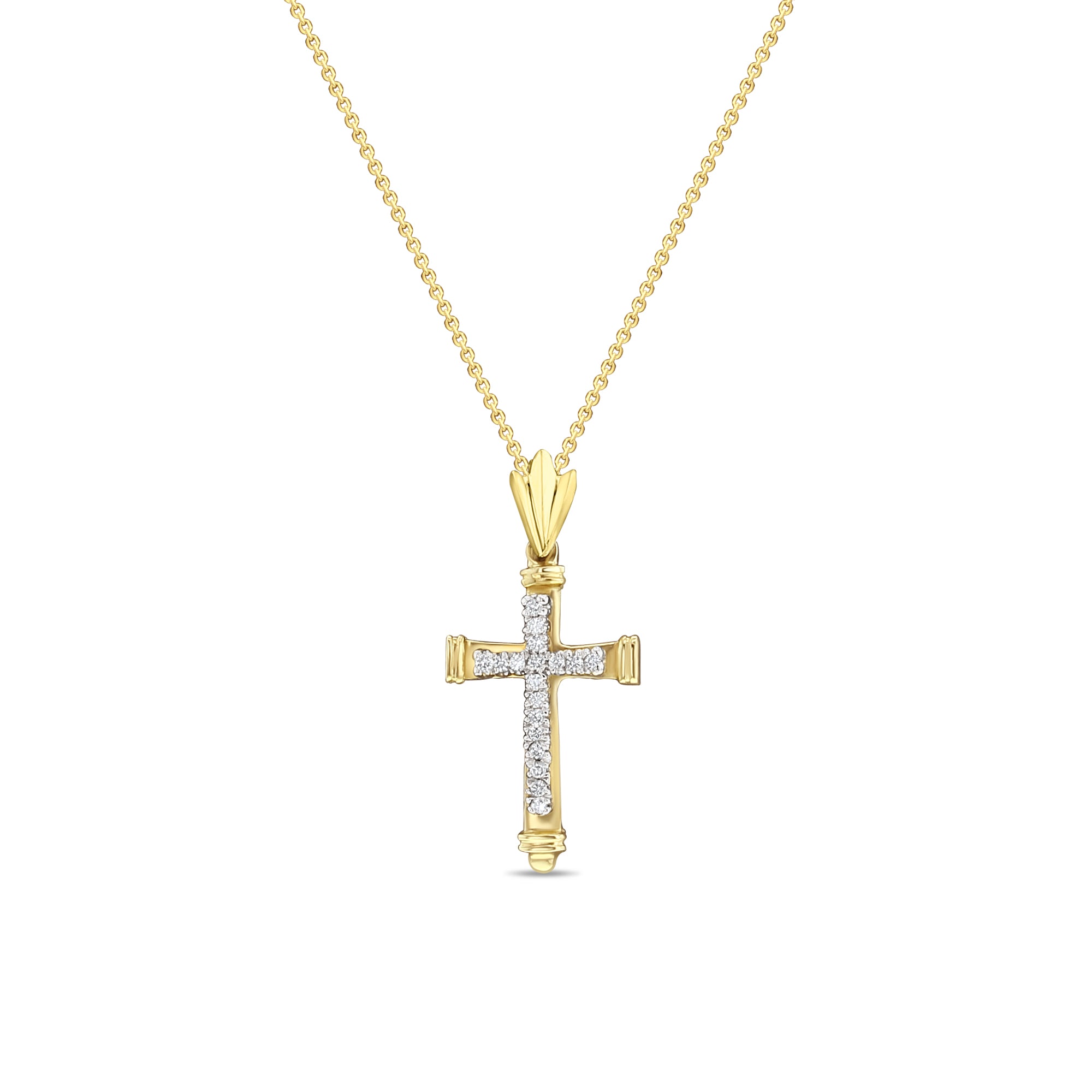 Antique Diamond Cross Pendant .54cttw 14k Yellow Gold