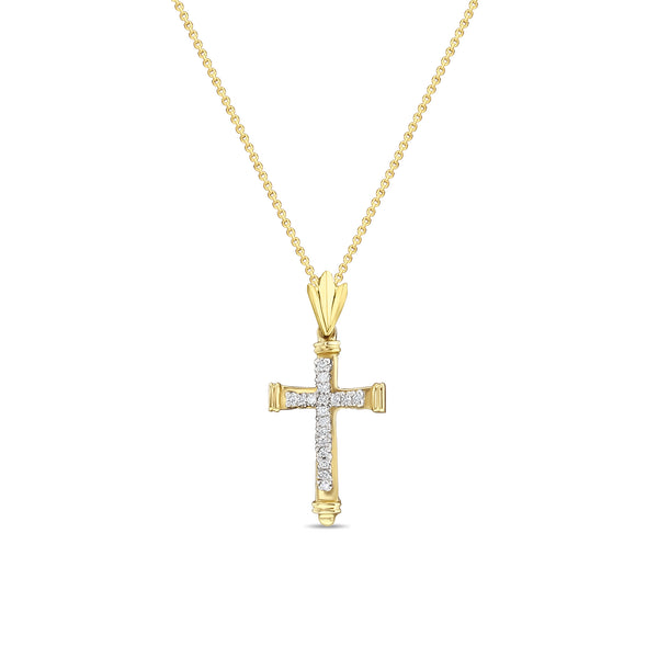 Antique Diamond Cross Pendant .54cttw 14k Yellow Gold