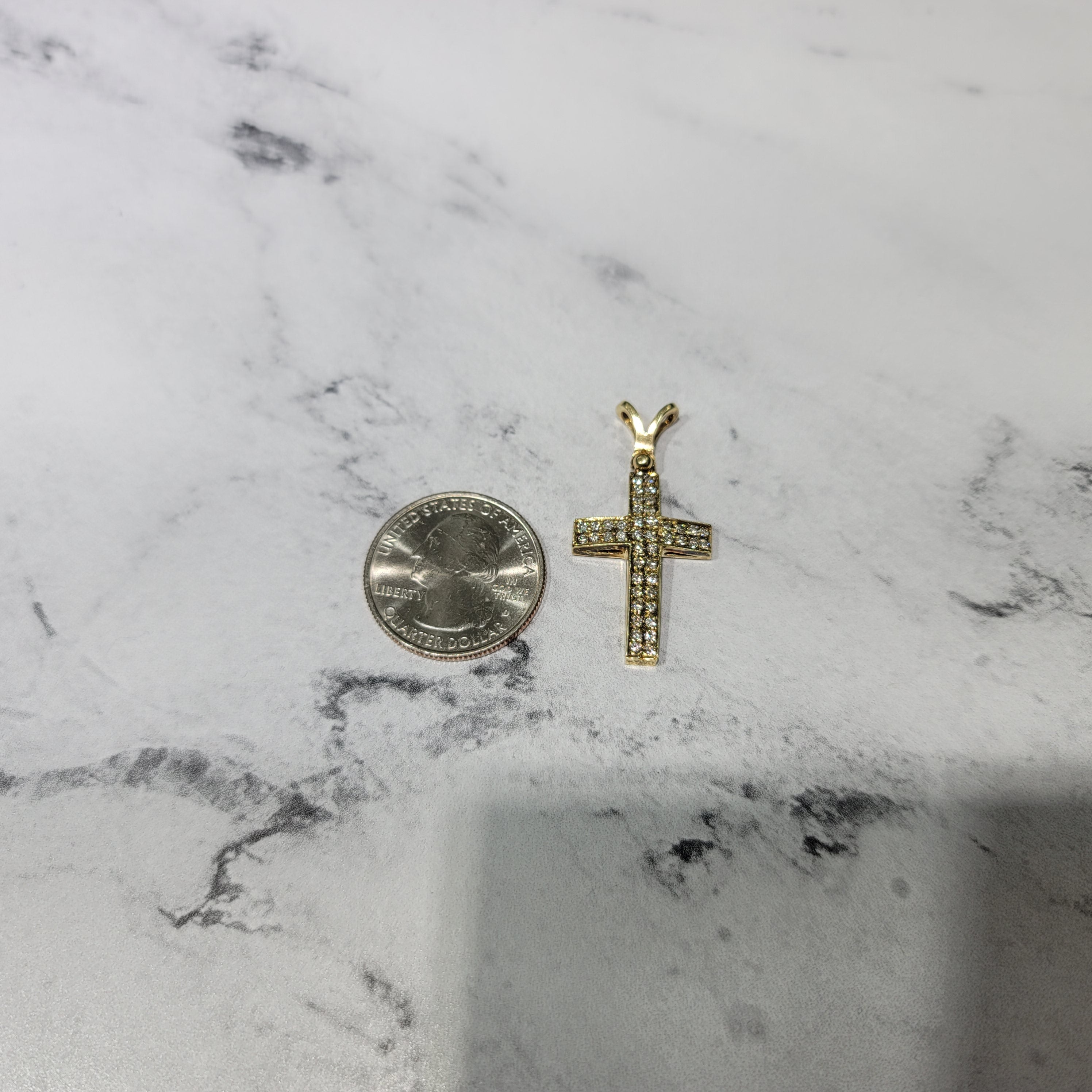 Diamond Antique Cross .90cttw 14k Yellow Gold