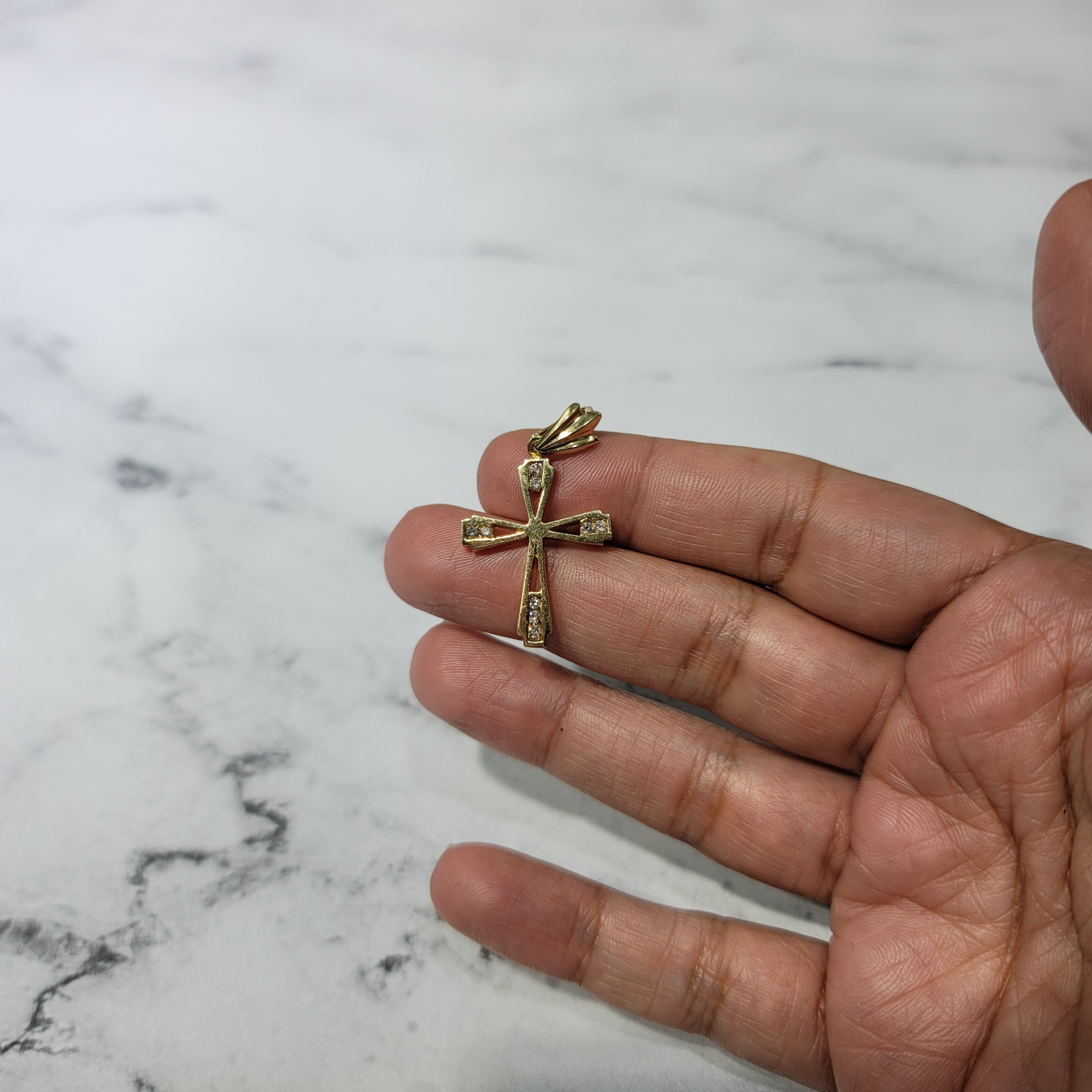 Orthodox Style Diamond Cross .25cttw 14k Yellow Gold