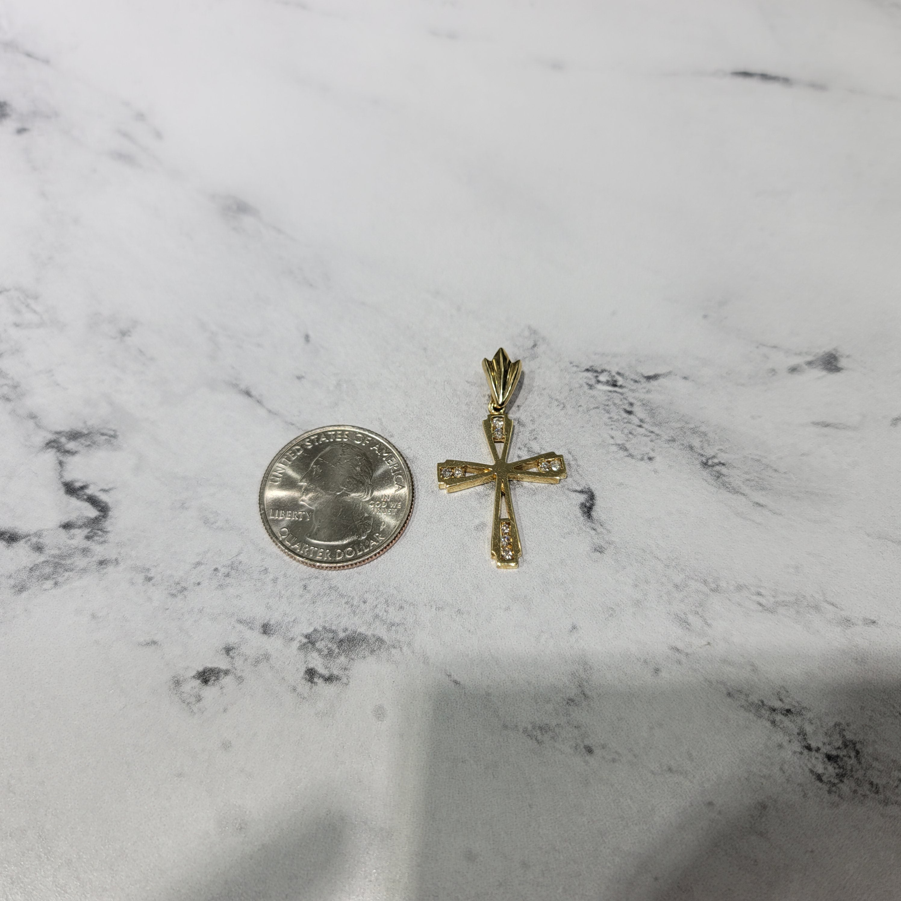 Orthodox Style Diamond Cross .25cttw 14k Yellow Gold