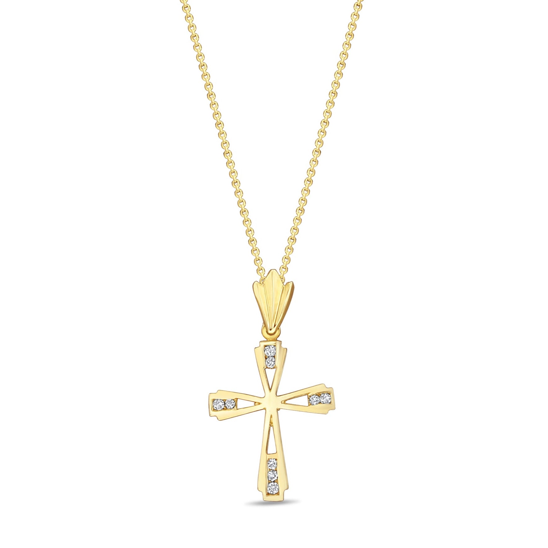 Polished One Quarter Carat Diamond Cross Necklace