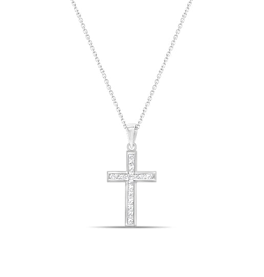 Diamond Channel Set Diamond Pendant .33cttw 14k White Gold