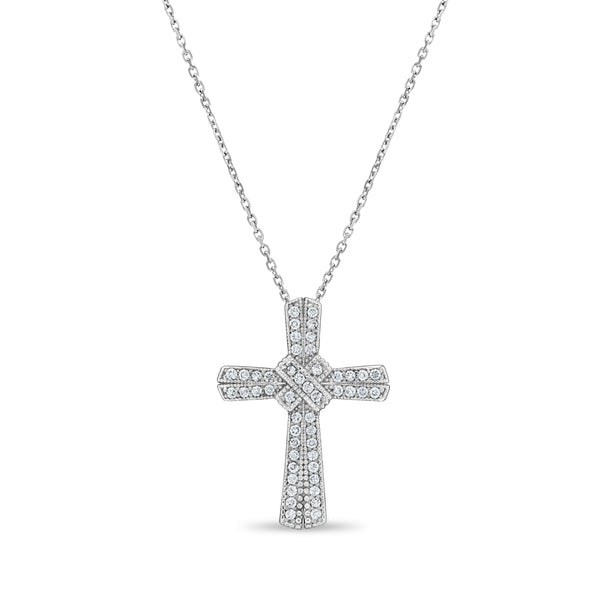 Diamond Cross Pendant .68cttw 14k White Gold