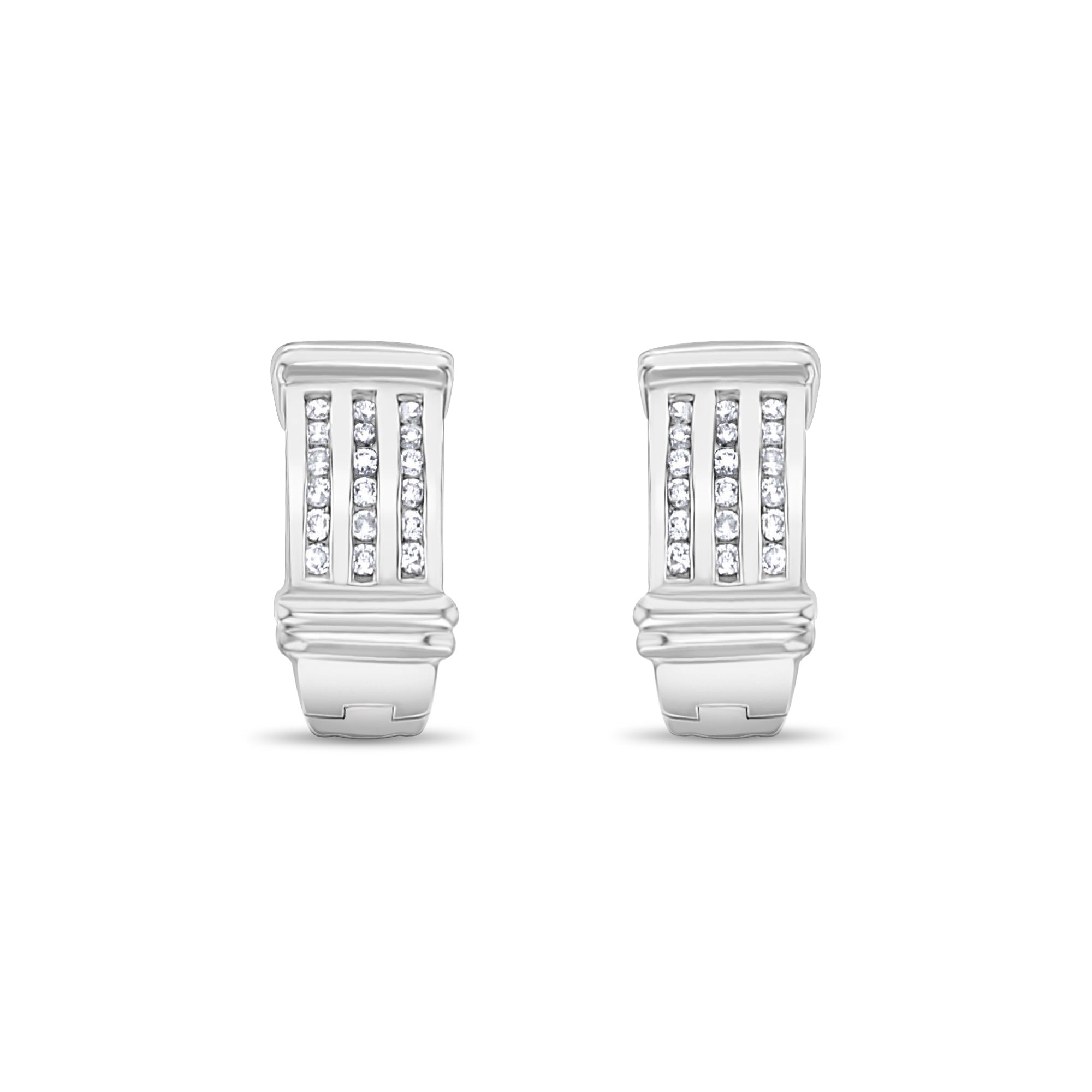 Diamond Huggie Earrings .54cttw 14k White Gold