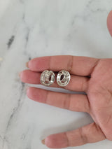 Baguette Circular Diamond Earrings 1.20cttw 14k White Gold
