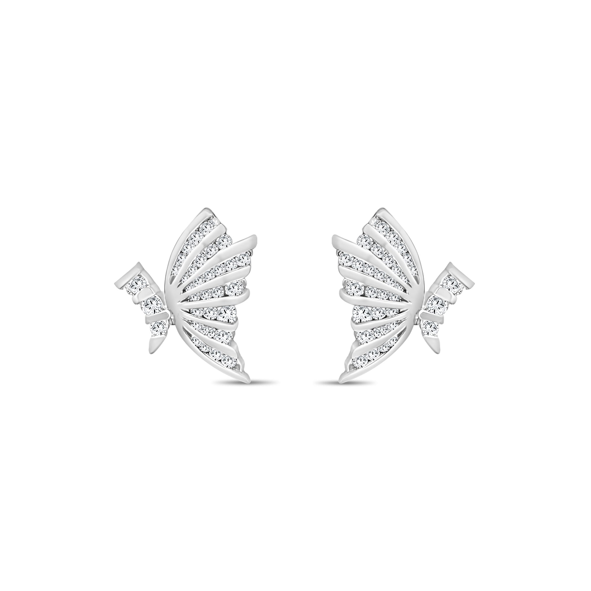 Butterfly Diamond Earrings 1.00cttw 14K White Gold