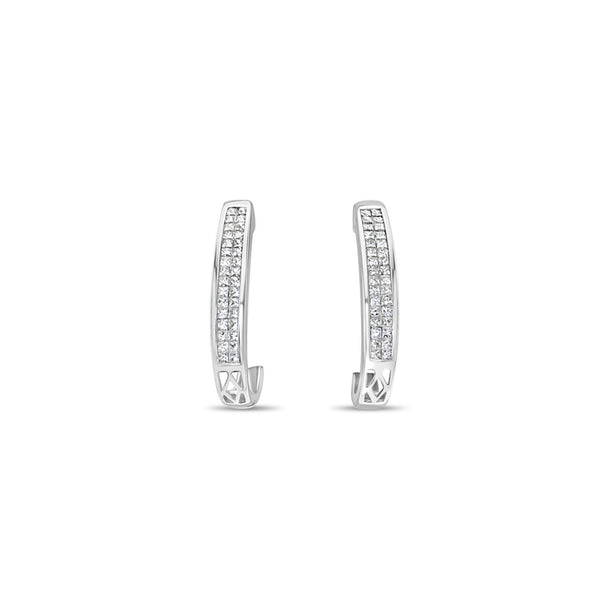 Princess Cut Double Row Diamond Earrings 1.00cttw 14K White Gold