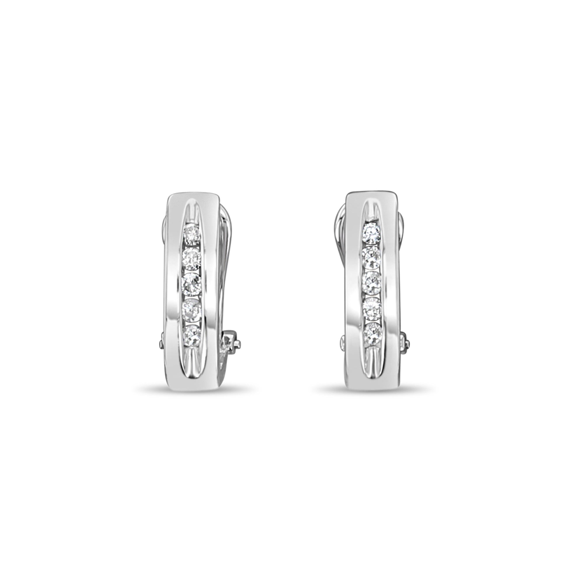 Channel Set Diamond Earrings .50cttw 14K White Gold