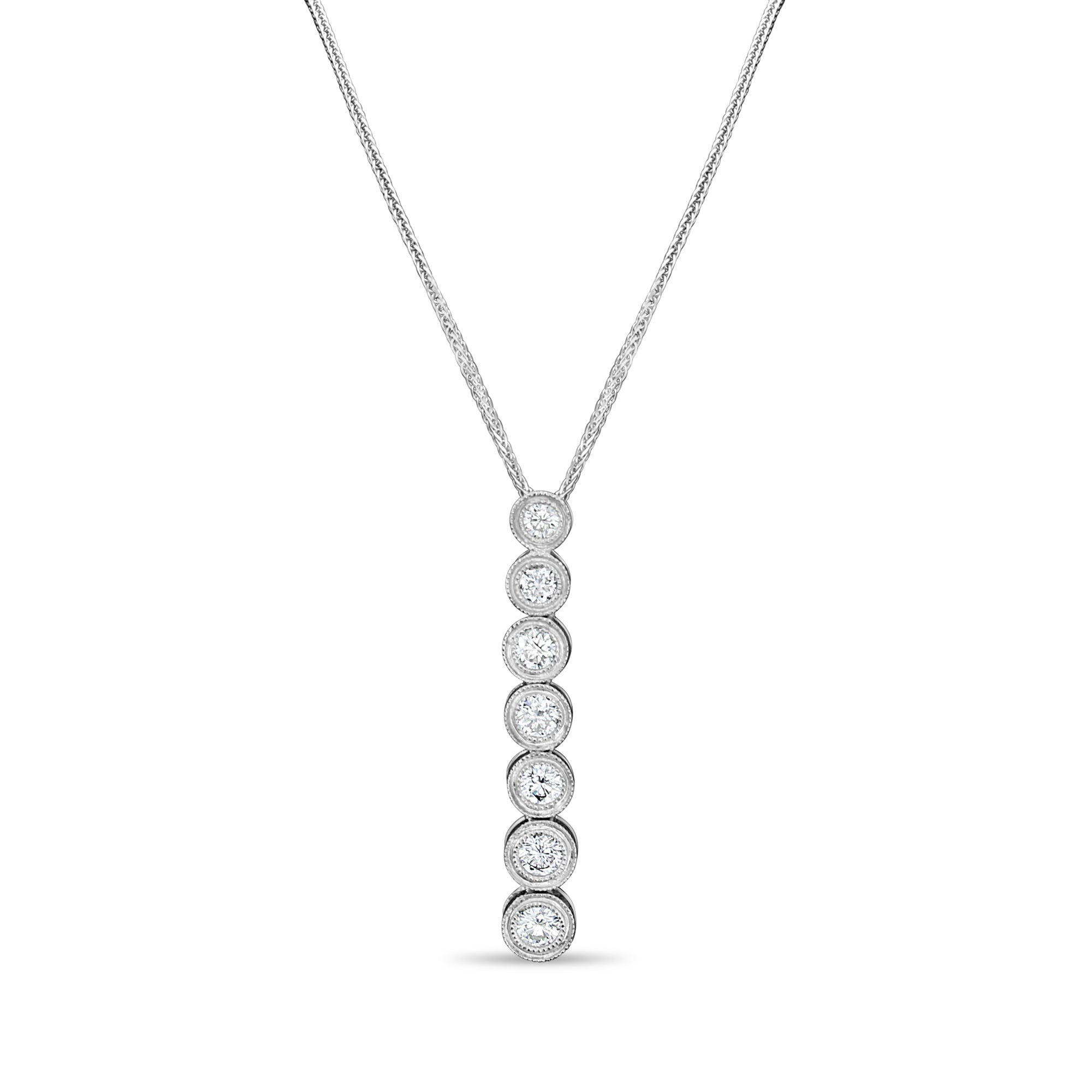 Collier en or blanc 14 carats avec diamants sertis en lunette verticale 1,50 ct