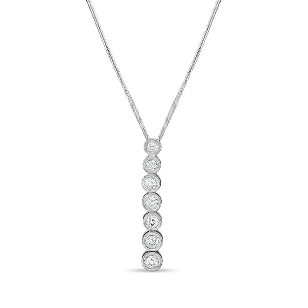 Vertical Bezel Set Diamond Necklace 1.50cttw 14K White Gold