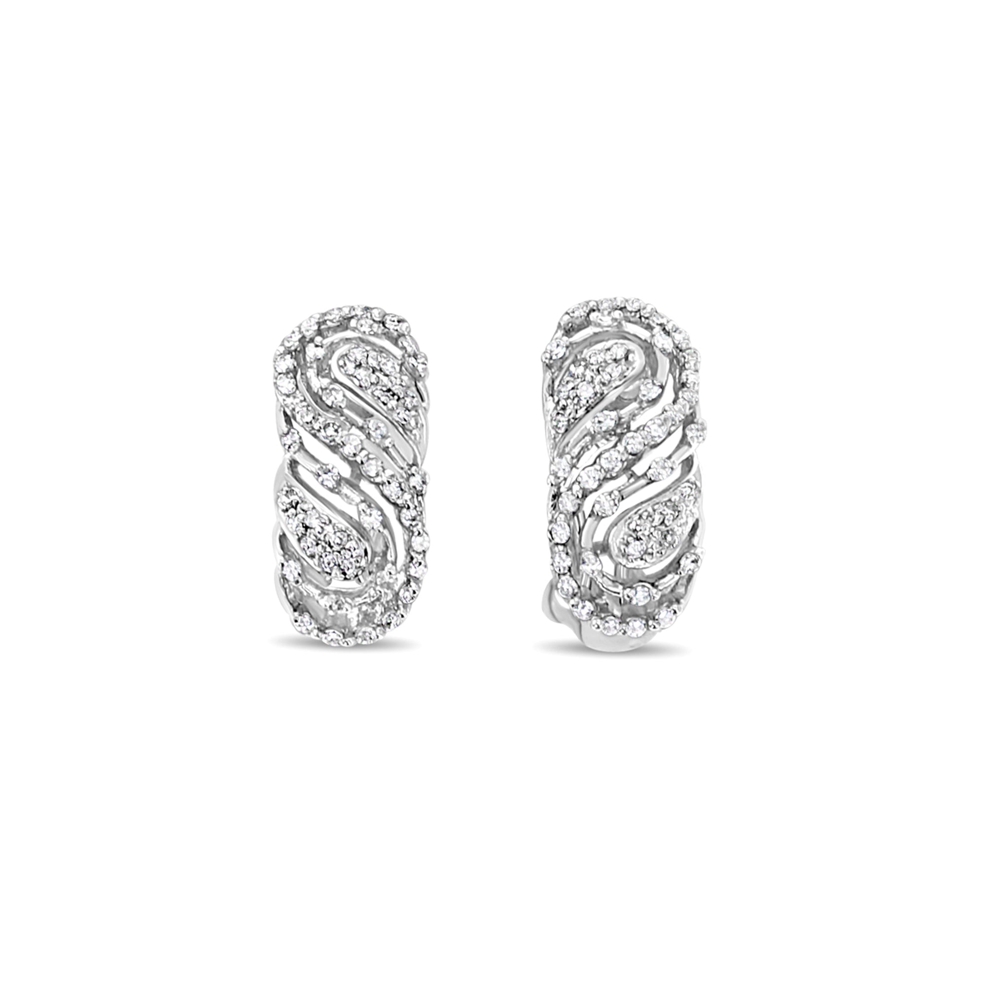 Art Deco vintage Antique Diamond Earrings .68cttw 14K White Gold