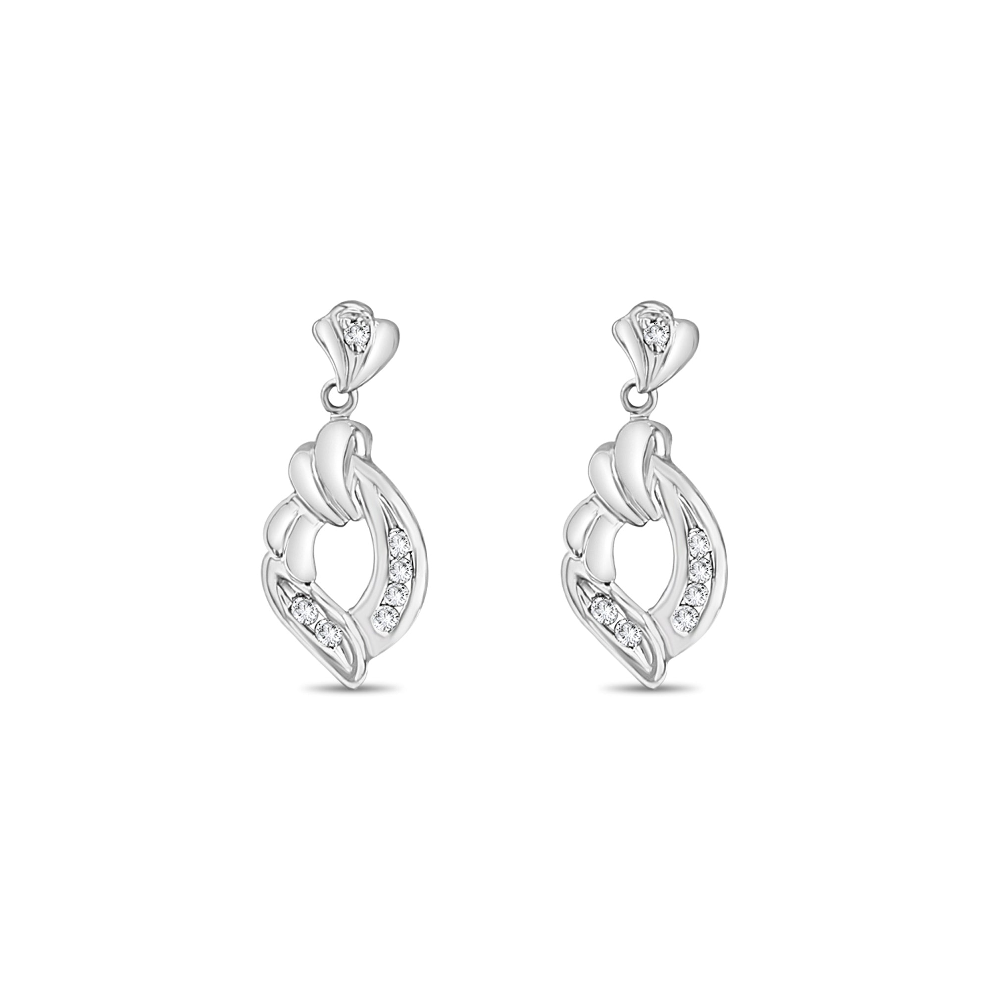 Boucles d'oreilles pendantes en or blanc 14 carats avec diamants de 0,25 ct