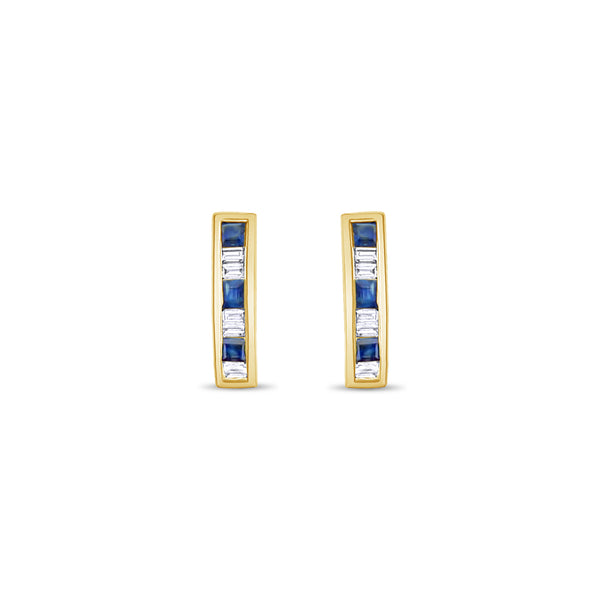 Sapphire & Diamond Baguette Earrings .80cttw 14k Yellow Gold