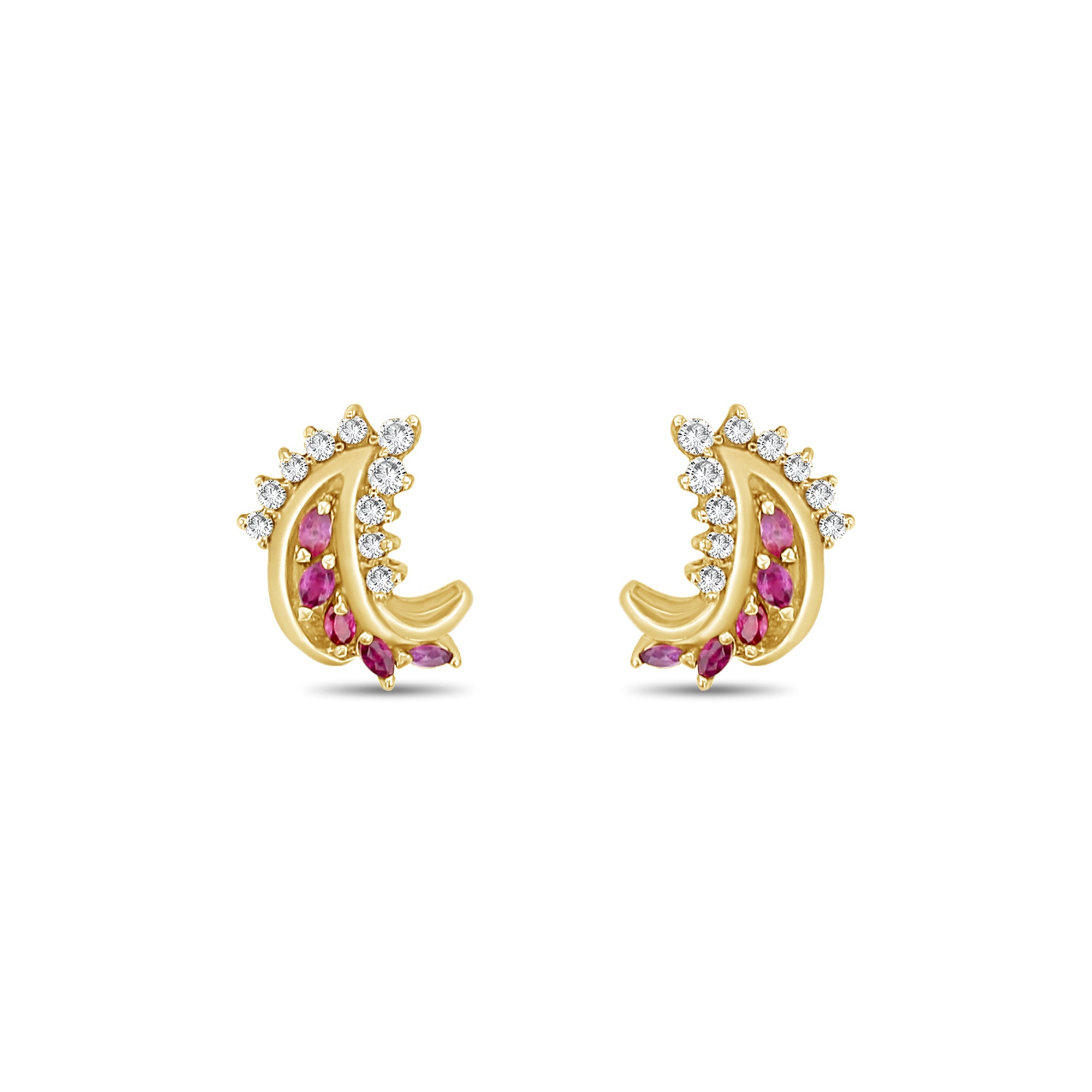 Boucles d'oreilles en diamant et rubis de style vintage