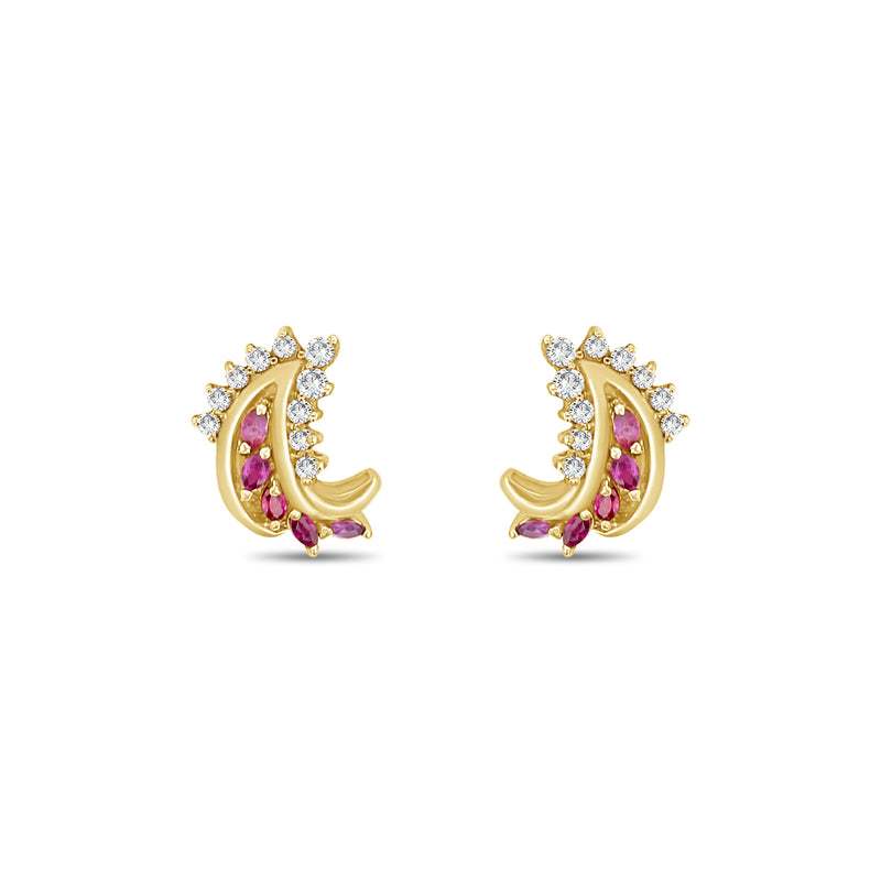 Vintage Style Ruby Diamond Earrings