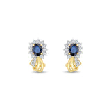 Sapphire & Diamond Cluster Earrings 2.24cttw 14k Yellow Gold
