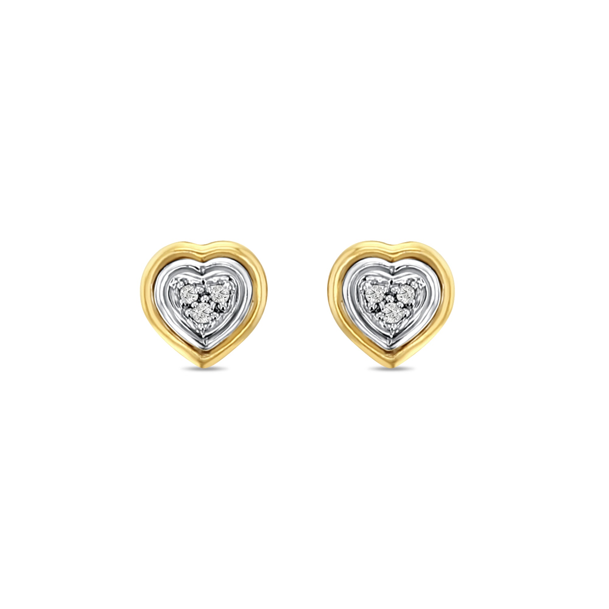 Heart Shaped Diamond Pave Studs .11cttw 14k Yellow Gold